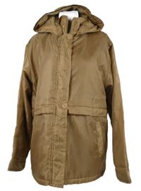 Dámský béžový šusťákový zateplený kabát s kapucí Damart 