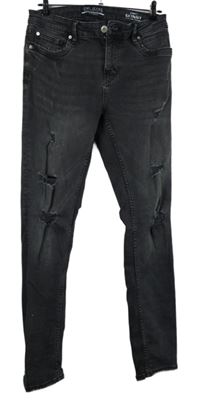 Pánské tmavošedé skinny rifle s dírami DML vel. 30/32