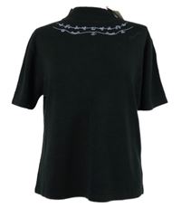 Nové - Dámské černé pletené tričko s výšivkou 