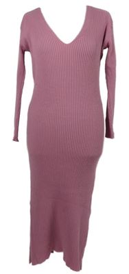 Dámské růžové žebrované svetrové midi šaty In the Style 