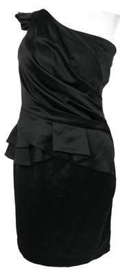 Dámské černé saténové řasené pouzdrové šaty s volánky Lipsy 