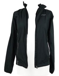 Dámská černá šusťáková sportovní bunda s pruhy Asics 