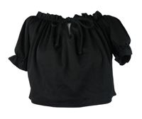 Dámská černá žebrovaná crop halenka s lodičkovým výstřihem Boohoo 