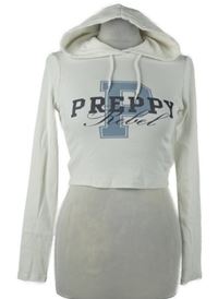 Dámské bílé žebrované crop triko s nápisem a kapucí Tally Weijl 