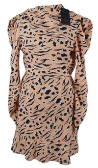 Nové - Dámské světlerůžovo-tmavomodré vzorované šaty AX 