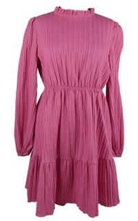 Dámské tmavorůžové plisované šaty Shein 