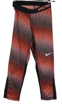 Dámské černo-růžové vzorované sportovní funkční capri legíny Nike 