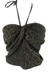 Dámský hnědo-béžový vzorovaný crop top H&M