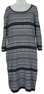 Dámské černo-bílé vzorované svetrové šaty Gina Benotti 