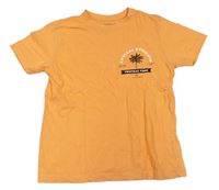 Neonově oranžové tričko s potiskem Primark