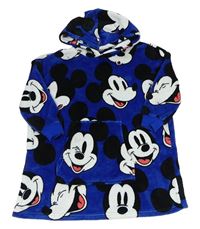 Modrá chlupatá oversize mikina s Mickey Mousem a kapucí M&S