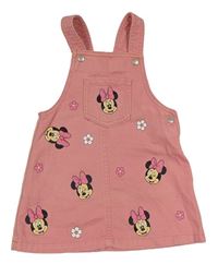 Růžové riflové laclové šaty s Minnie Disney