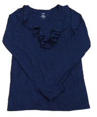 Tmavomodré třpytivé triko s volánkem WE