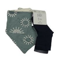 2set- khaki slintáček se sluníčky+ černé ponožky