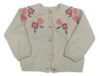 Světlebéžový propínací svetr s kytičkami Primark