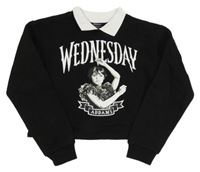 Černá crop mikina s Wednesday a límečkem Primark