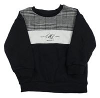 Černo-bílo-vzorovaná mikina s nápisem Matalan