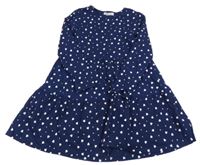 Tmavomodré bavlněné šaty se srdíčky Sinsay