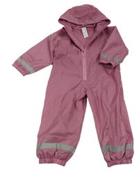 Vínová šusťáková jarní kombinéza s proužkem a kapucí Zeeman