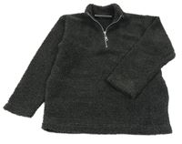 Tmavošedá huňatá mikina 