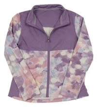 Fialová propínací sportovní mikina s barevnými rukávy Dunnes Stores