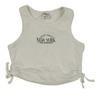 Krémový crop top s nápisem Page one young