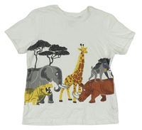 Bílé tričko se slony a žirafou C&A