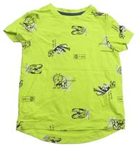 Křiklavě zelené tričko s dinosaury Nutmeg
