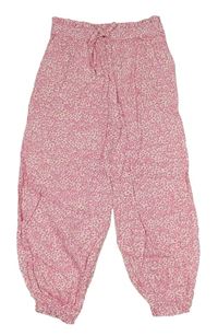 Růžové květované harémové kalhoty Primark 