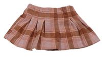 Růžovo-hnědé kostkované sukňové kraťasy zn. Matalan