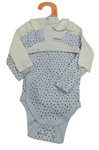 2x body - světlemodré vzorované + smetanové s límečkem Primark