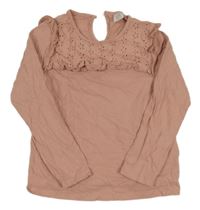 Růžové triko s madeirou 