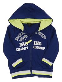 Tmavomodrá propínací mikina s nápisy a kapucí Charles Vögele