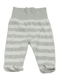 Bílo-šedé pruhované sametové polodupky 