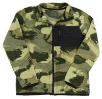 Béžovo-khaki vzorovaná fleecová propínací mikina Primark