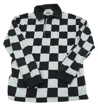 Černo-bílé kostkované polo triko H&M