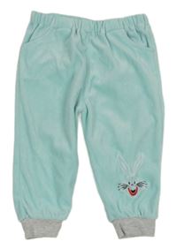 Světlemodré sametové tepláky se zajícem 