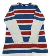 Modro-bílo-červené pruhohované triko s bílými rukávy Next