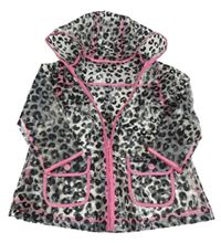 Průhledno-černo-růžová pláštěnka s kapucí 