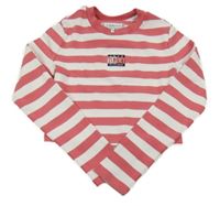 Růžovo-bílé pruhované žebrované crop triko Tommy Hilfiger