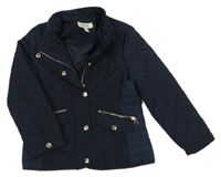 Tmavomodrá šusťáková prošívaná zateplená bunda Zara