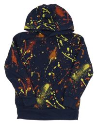 Tmavomodro-žlutá vzorovaná mikina s kapucí Dunnes