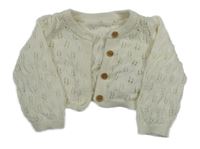 Smetanový perforovaný propínací svetr George