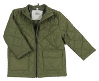 Khaki prošívaná šusťáková zateplená bunda s nášivkou Topolino