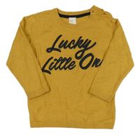 Hořčicový svetr s nápisem H&M