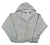 Světlešedá melírovaná propínací crop mikina s kapucí George