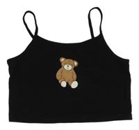 Černý crop top s medvídkem Shein