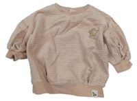 Pudrová sametová žebrovaná mikina s hvězdou Next