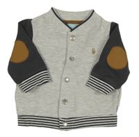 Světle-tmavošedá žebrovaná mikina s výšivkou  