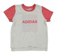 Bílé funkční tričko s nápisy Adidas